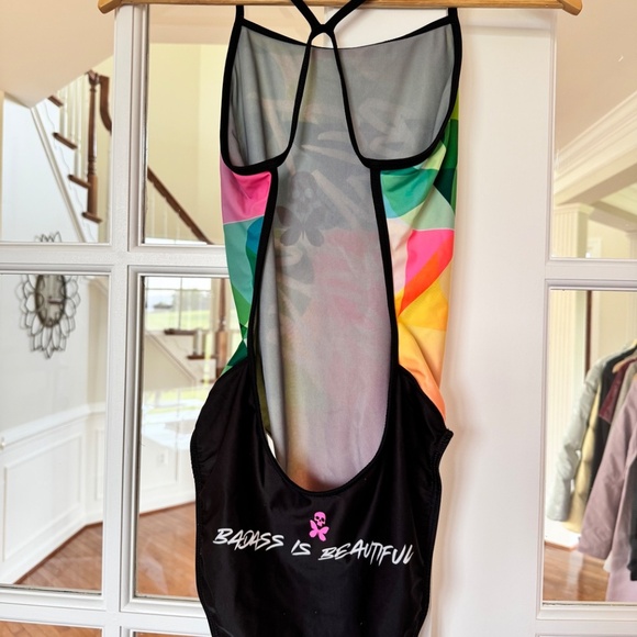 Betty Designs Geo Burst Sexy Back Swimsuit, Multi Colored, Size 34 - Picture 3 of 3